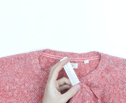 Fat Face Women Pink Crew Neck Chunky-Knit Jumper Size 12