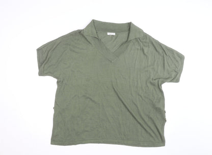 Monsoon Men's Green Viscose Knit Short Sleeve Casual Shirt L