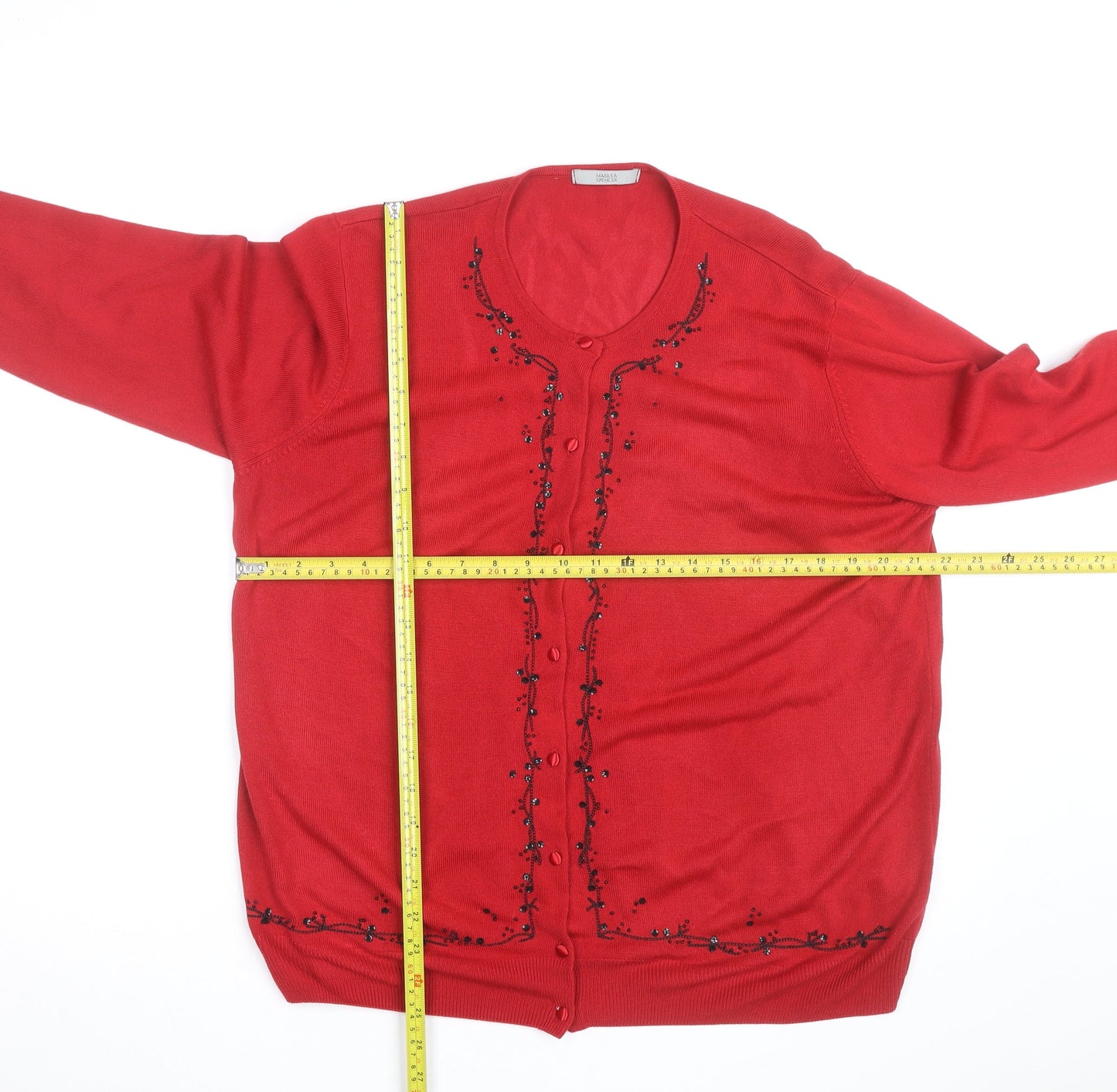 Marks and Spencer Women’s Red Beaded Cardigan Size 18