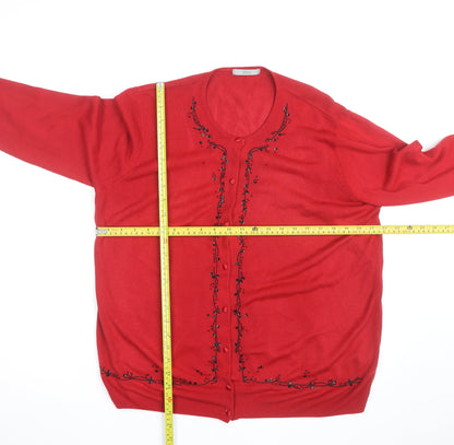 Marks and Spencer Women’s Red Beaded Cardigan Size 18