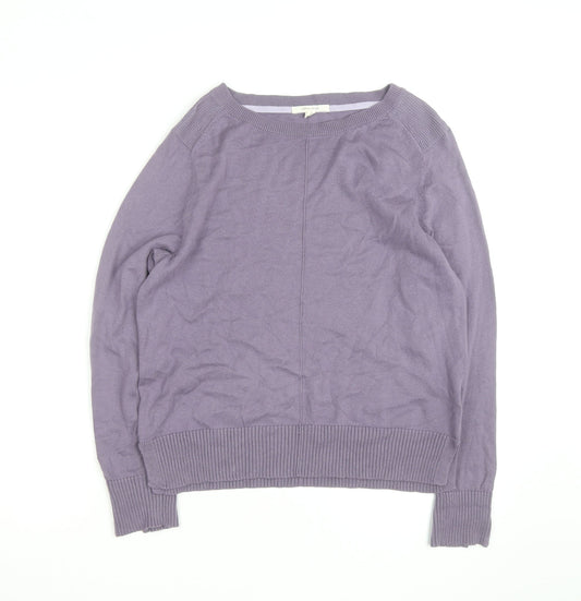 White Stuff Women's Purple Cotton Crew Neck Jumper UK 12