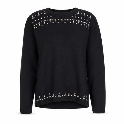 Next Women’s Black Beaded Crew Neck Wool Blend Jumper Size 10