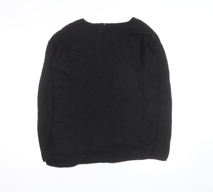 Next Women’s Black Beaded Crew Neck Wool Blend Jumper Size 10