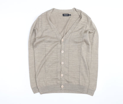 Burton Menswear Men's Beige Cotton Cardigan Small V-Neck Knit