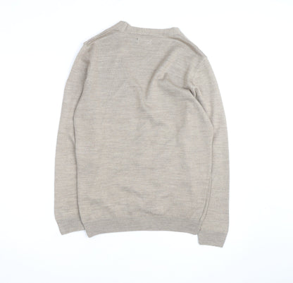 Burton Menswear Men's Beige Cotton Cardigan Small V-Neck Knit