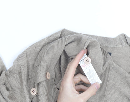 Burton Menswear Men's Beige Cotton Cardigan Small V-Neck Knit