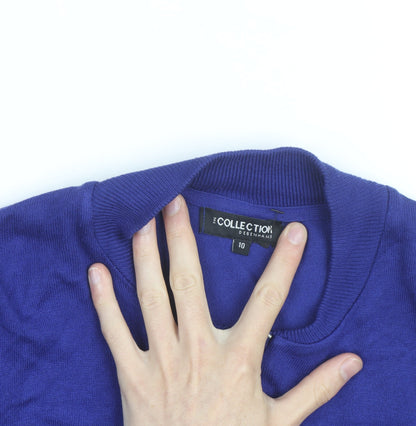 Debenhams Women Blue Full Zip Knit Jumper Size 10