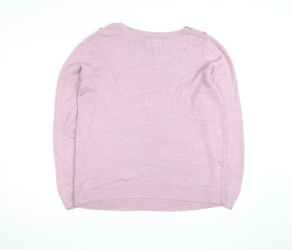 Maine New England Women's Pink Cotton Boat Neck Jumper Size 18