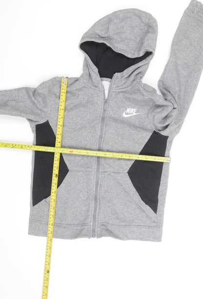 Nike Boys Grey Full Zip Hoodie - Size M, Cotton Blend, Sportswear
