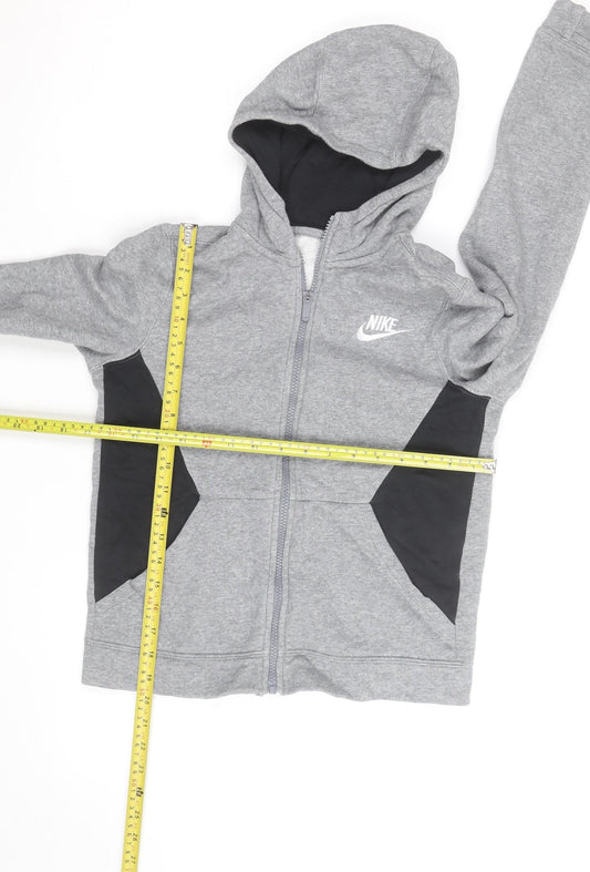 Nike Boys Grey Full Zip Hoodie - Size M, Cotton Blend, Sportswear