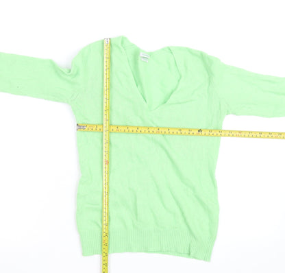 Stile Benetton Mens Green Wool Cashmere V-Neck Jumper Size S