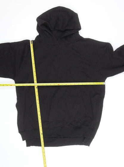 Rising Mens Black Pullover Hoodie Size S Fleece Cotton Blend