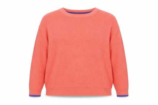 White Stuff Women’s Orange Cotton Waffle Knit Crew Neck Jumper Size 14