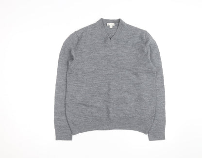 Gap Men's Grey Merino Wool V-Neck Jumper Size M