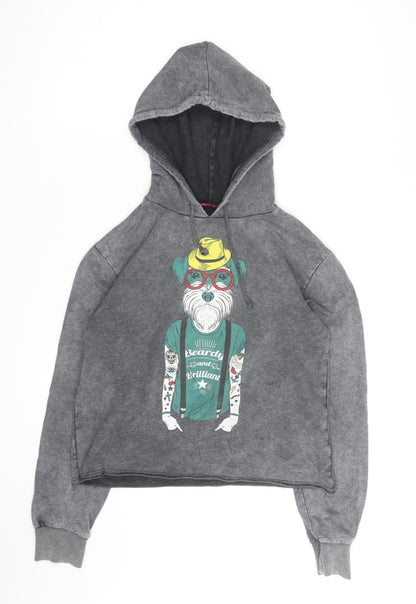 So Fabulous Women's Grey Pullover Hoodie with Dog Graphic Size L