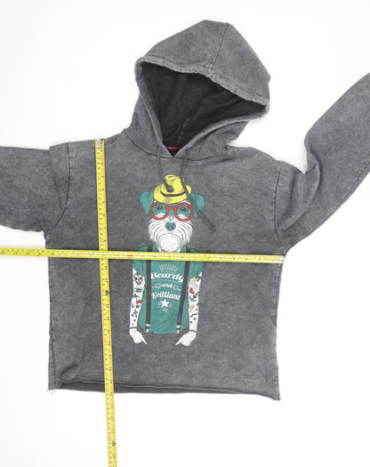 So Fabulous Women's Grey Pullover Hoodie with Dog Graphic Size L