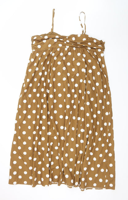 Marks and Spencer Women Brown Polka Dot Cotton Midi Dress Size 20