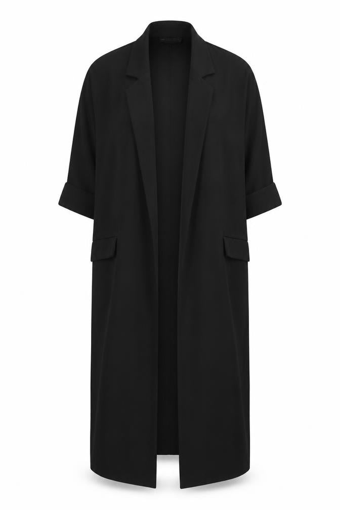 ASOS Design Women Black Longline Blazer Jacket UK 10 Polyester