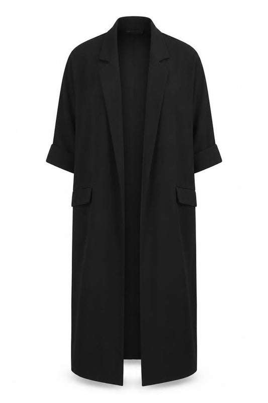 ASOS Design Women Black Longline Blazer Jacket UK 10 Polyester