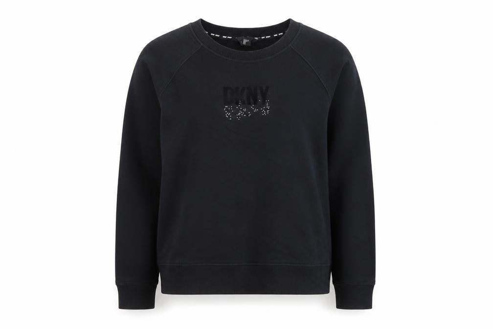 DKNY Sport Women's Black Medium Pullover Sweatshirt with Logo Detail