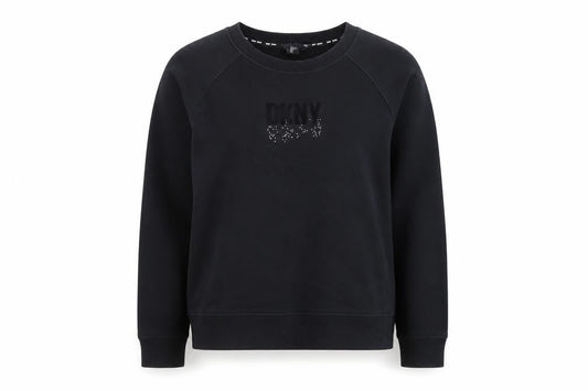 DKNY Sport Women's Black Medium Pullover Sweatshirt with Logo Detail