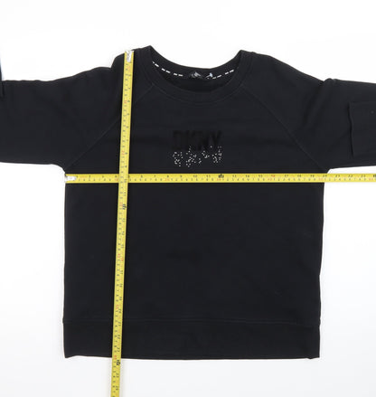 DKNY Sport Women's Black Medium Pullover Sweatshirt with Logo Detail