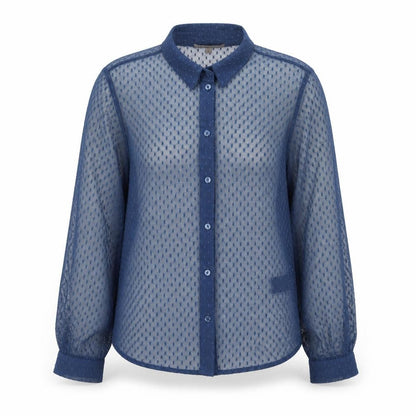 Marks and Spencer Women Blue Sheer Long Sleeve Collared Blouse Size 10