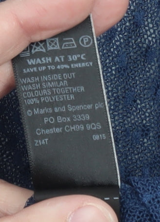 Marks and Spencer Women Blue Sheer Long Sleeve Collared Blouse Size 10