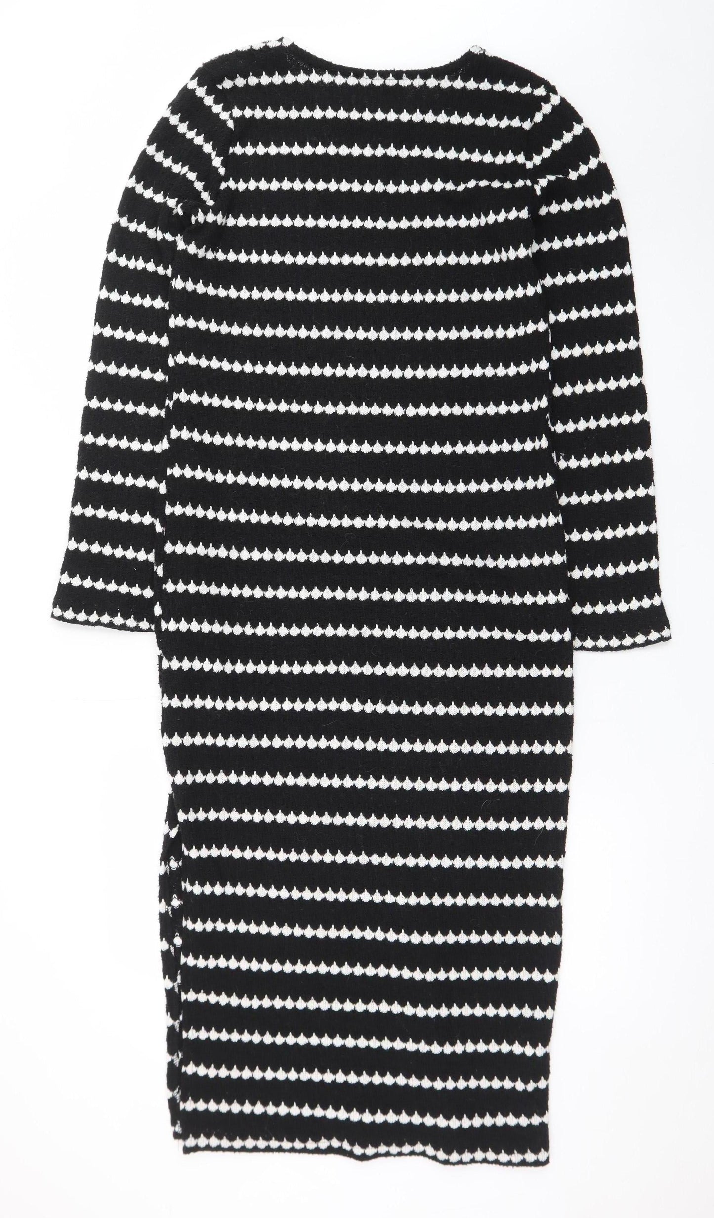 New Look Women's Black White Striped Bodycon Knit Dress S