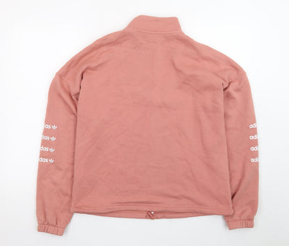 Adidas Womens Pink 1/4 Zip Sweatshirt UK 12 Cotton Blend Hoodie