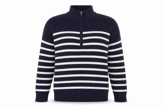 Nobody's Child Women's Blue Striped Cotton 1/2 Zip Jumper XL