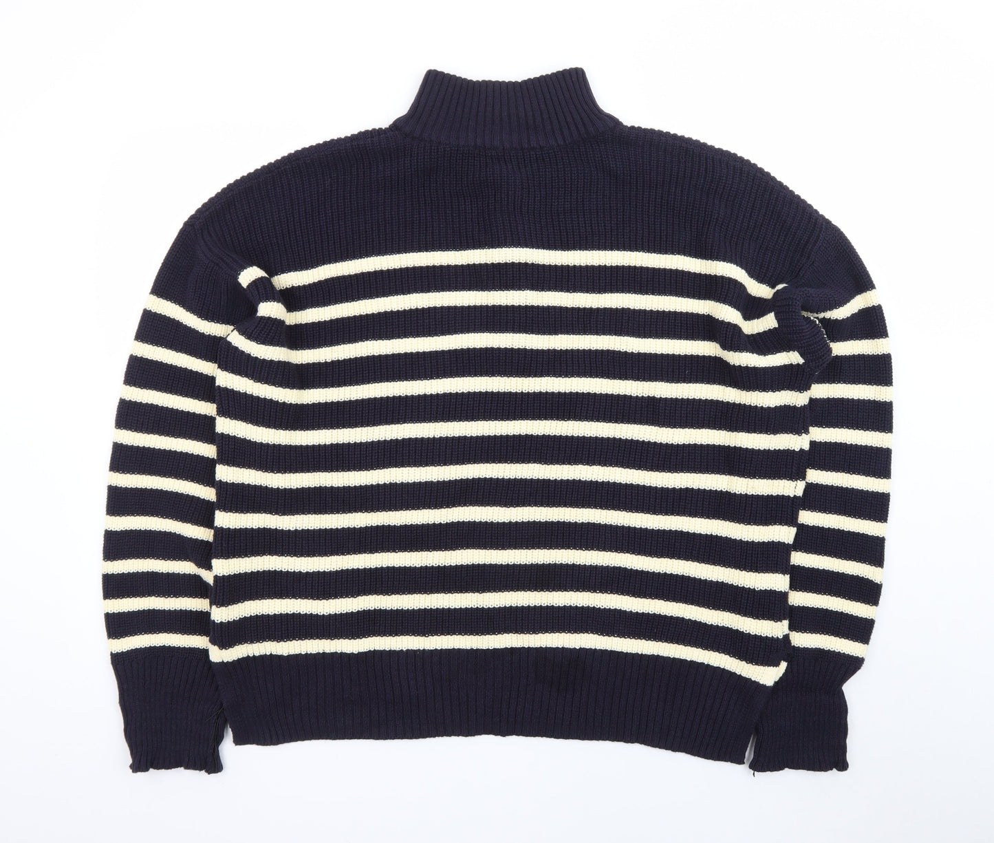 Nobody's Child Women's Blue Striped Cotton 1/2 Zip Jumper XL
