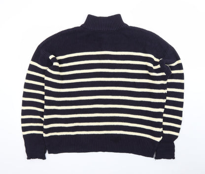 Nobody's Child Women's Blue Striped Cotton 1/2 Zip Jumper XL