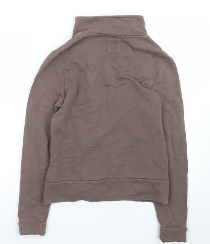 Roots Yoga Brown Full Zip Sweatshirt Women M Cotton High Neck