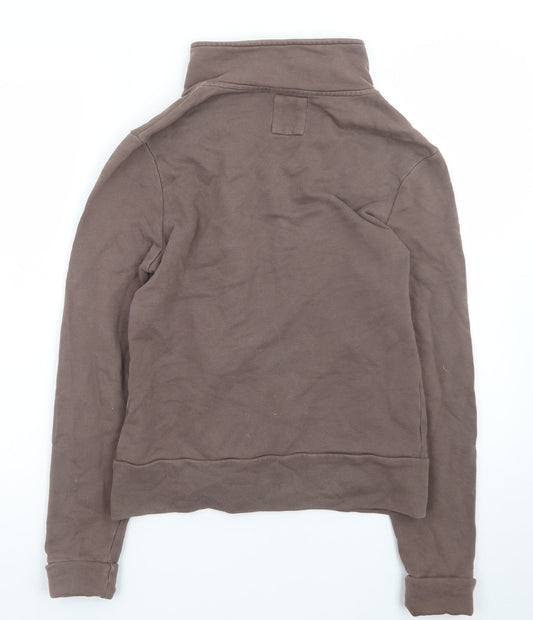 Roots Yoga Brown Full Zip Sweatshirt Women M Cotton High Neck