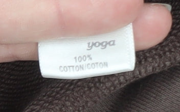 Roots Yoga Brown Full Zip Sweatshirt Women M Cotton High Neck