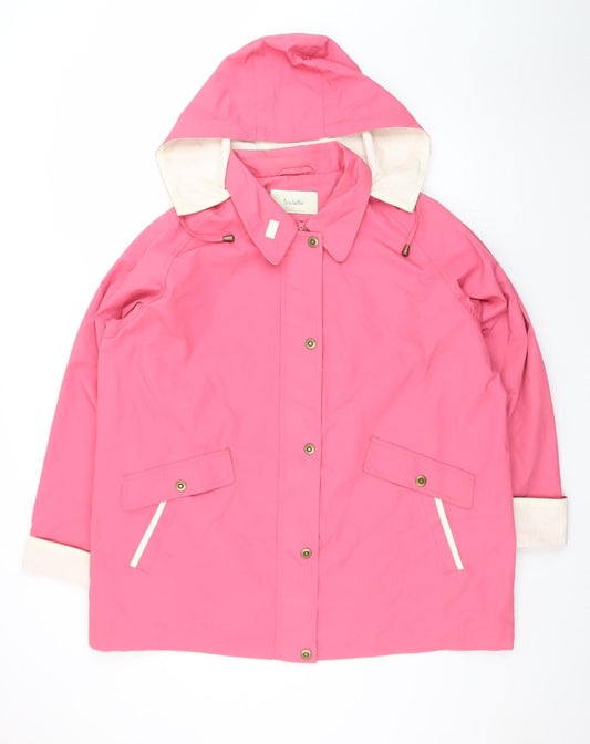 Isabelle Womens Pink Waterproof Hooded Rain Coat Jacket Size 22