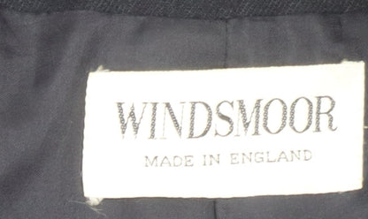 Windsmoor Women Black Houndstooth Wool Blend Mid-Length Coat Size 12