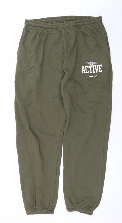 boohooMAN Men's Green Jogger Sweatpants L Regular Fit Casual