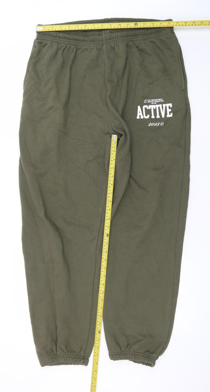 boohooMAN Men's Green Jogger Sweatpants L Regular Fit Casual