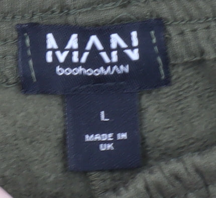 boohooMAN Men's Green Jogger Sweatpants L Regular Fit Casual