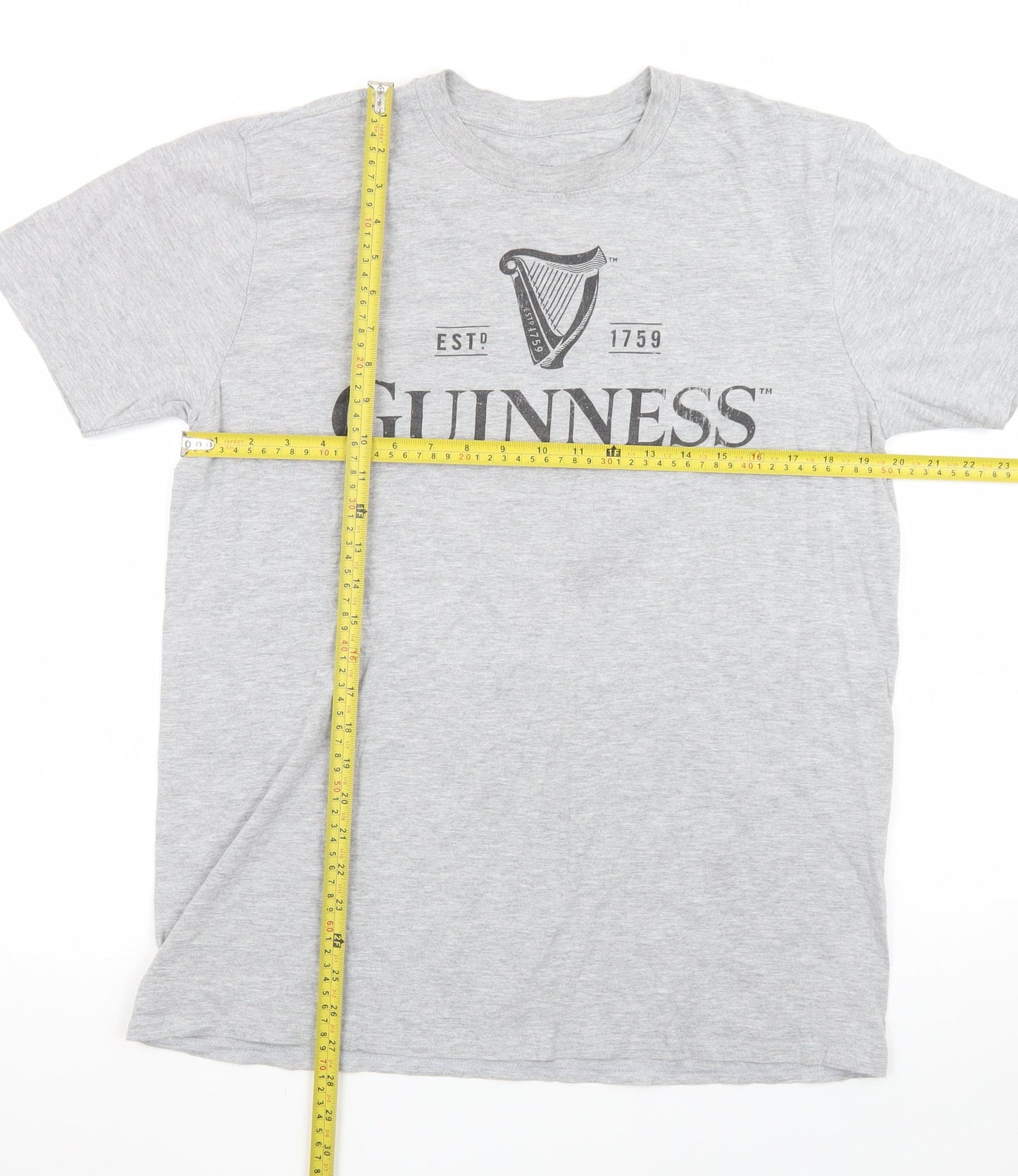 Guinness Men's Grey Short Sleeve Graphic T-Shirt Large