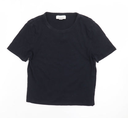 Topshop Women’s Black Basic Tall Cotton Crew Neck T-Shirt UK 10