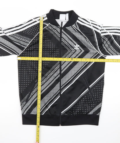 Adidas Mens Black Geometric Bomber Jacket XL Full Zip Sportswear