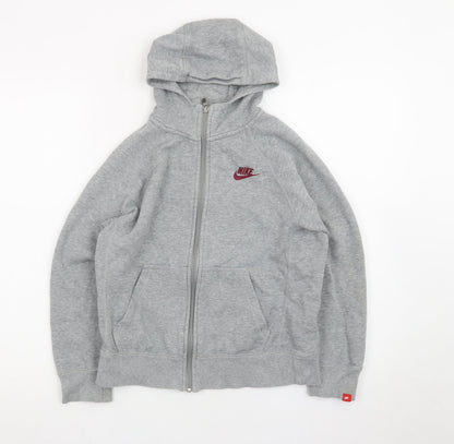 Nike Boys Grey Full Zip Hoodie Size 10-12 Years Fleece Jacket