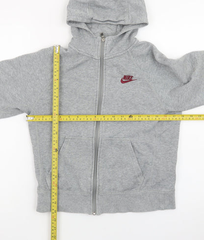 Nike Boys Grey Full Zip Hoodie Size 10-12 Years Fleece Jacket