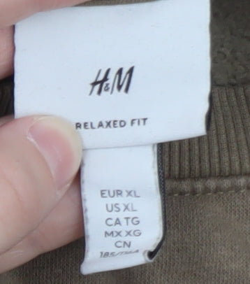 H&M Women’s Khaki Relaxed Fit Sweatshirt XL Cotton Blend ‘Space To Grow’