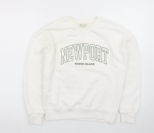 Miss Selfridge Women White Newport Print Pullover Sweatshirt XS