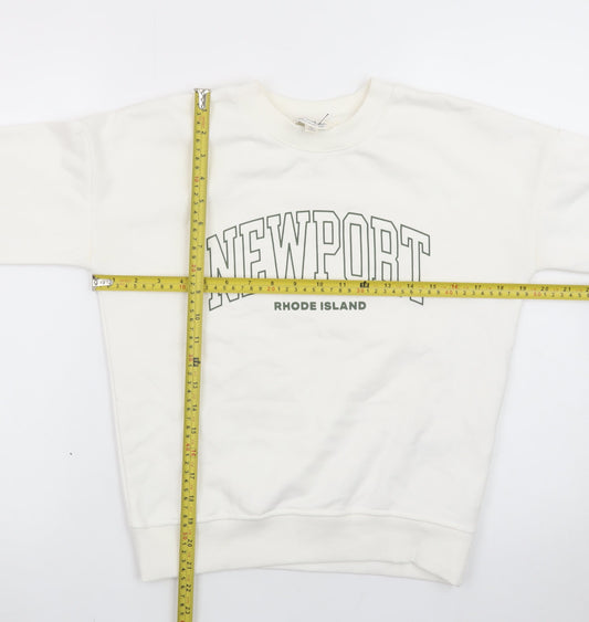 Miss Selfridge Women White Newport Print Pullover Sweatshirt XS