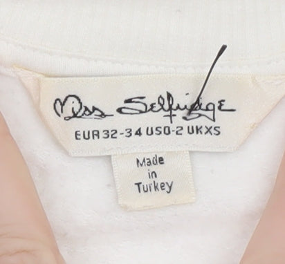 Miss Selfridge Women White Newport Print Pullover Sweatshirt XS